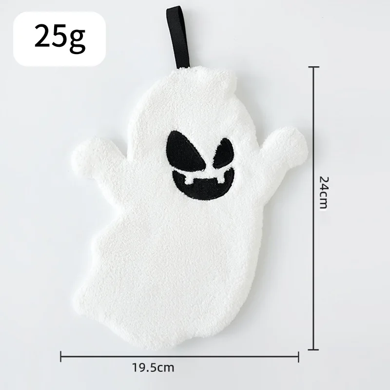 Description Picture 3 of itemUltra Absorbent Ghost Shaped Towel Halloween Bathroom Hanging Decor Coral Velvet Hand Towel with Fantasy Theme for Home Kitchen