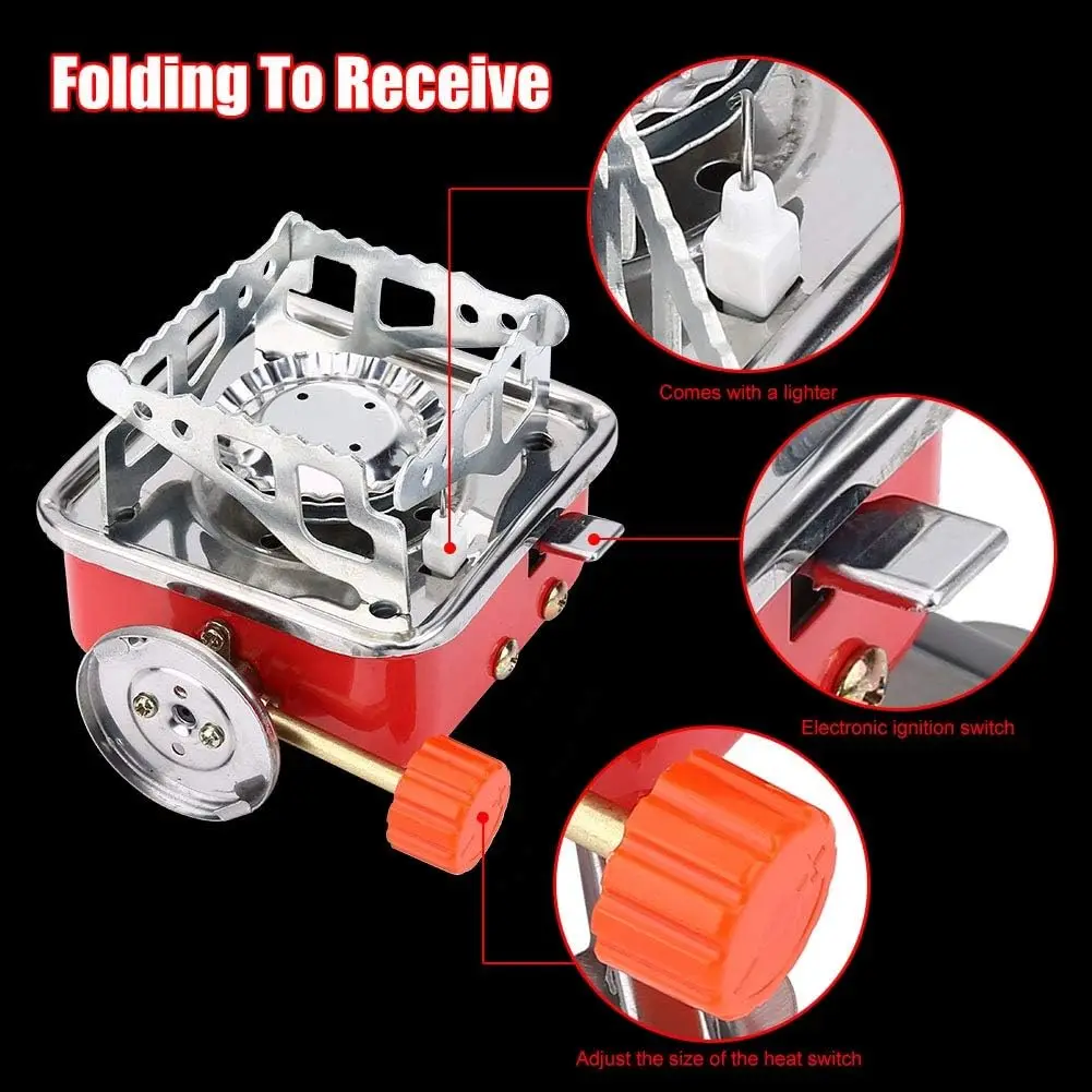 Ultralight Camping Stove TOPINCN Portable Mini Outdoor Folding Metal Camping Gas Stove Windproof Furnace Backpacking Hiking gas stove gas burner