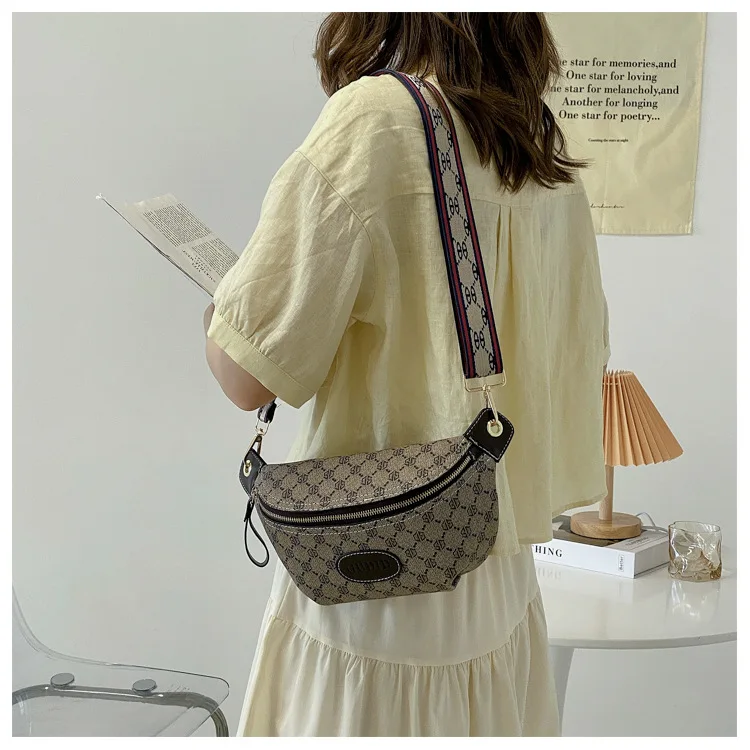 Geo Pattern Fanny Pack, Elegant Zipper Front Sling Versatile Chest Bag_voghion.com