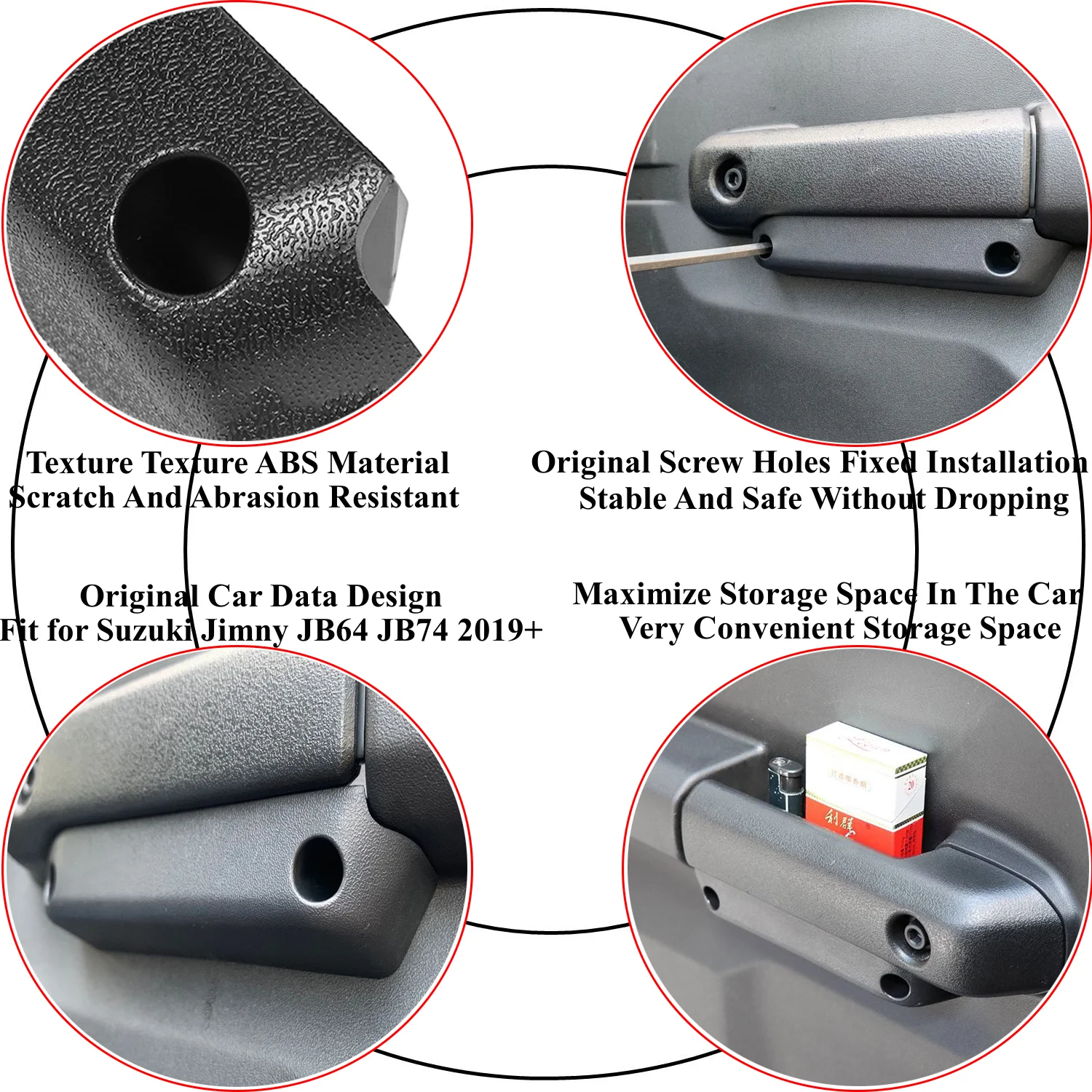스즈키 짐니 JB64 JB74 2019-2025 악세사리용 차량 앞좌석 승객용 그랩 핸들 확장형 수납함 도어 암레스트 오거나이저 트레이