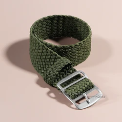 Versatile Woven Nylon Watch Strap - Sporty Fabric Wristband - 22mm (Green band)