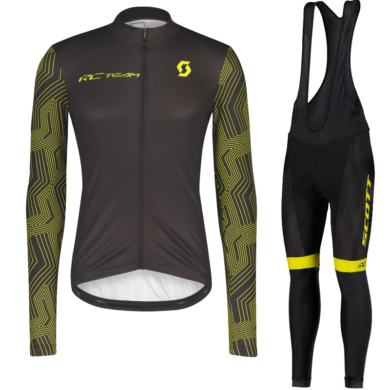 

SCOTT Man Cycling Maillot Long Bib Set Autumn Suit Men Sleeve Clothes Men's Outfit Bicycle Clothing Shorts Distance Pants Jersey