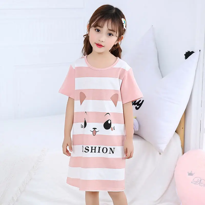 pajama sets couple	 Lovely Cute Cotton Girls Nightgowns Children Sleepwear Pajamas Kids Homewear Teen Girls Clothes Child Nightdress Summer Dress nightgowns baby