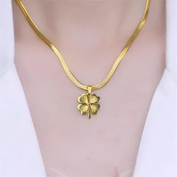 New Fashion Trend Stainless Steel Elegant Delicate Heart Flower Pendant Necklace For Women Jewelry Wedding Party Premium Gifts