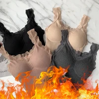 Sous-vêtement thermique gilet intérieur pour femmes chaud hiver Sexy dentelle sans manches débardeurs soutien-gorge rembourré Thermo épais minceur maillot de corps 3