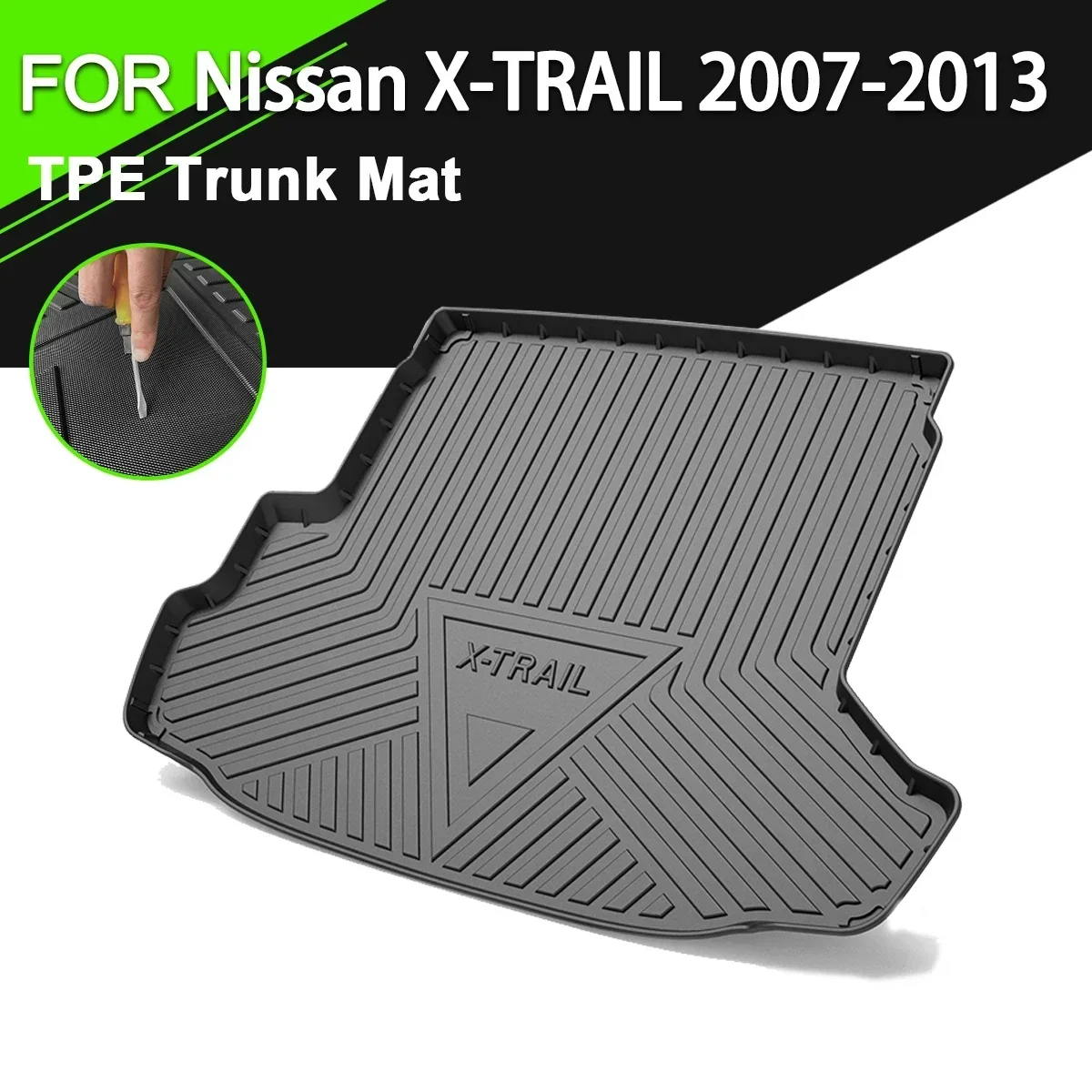 Tappetino per bagagliaio posteriore per auto tappetino antiscivolo in gomma impermeabile TPE accessori per rivestimento del carico per Nissan X-TRAIL 2007-2013 5/7 posti