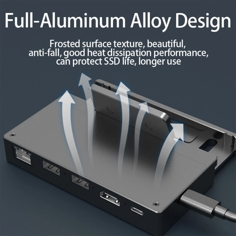 6 in 1 Docking Station PD100W for Steam Deck Support NVME+NGFF ProtocolsM.2 Solid-state Hard Disk SSD Dock Base