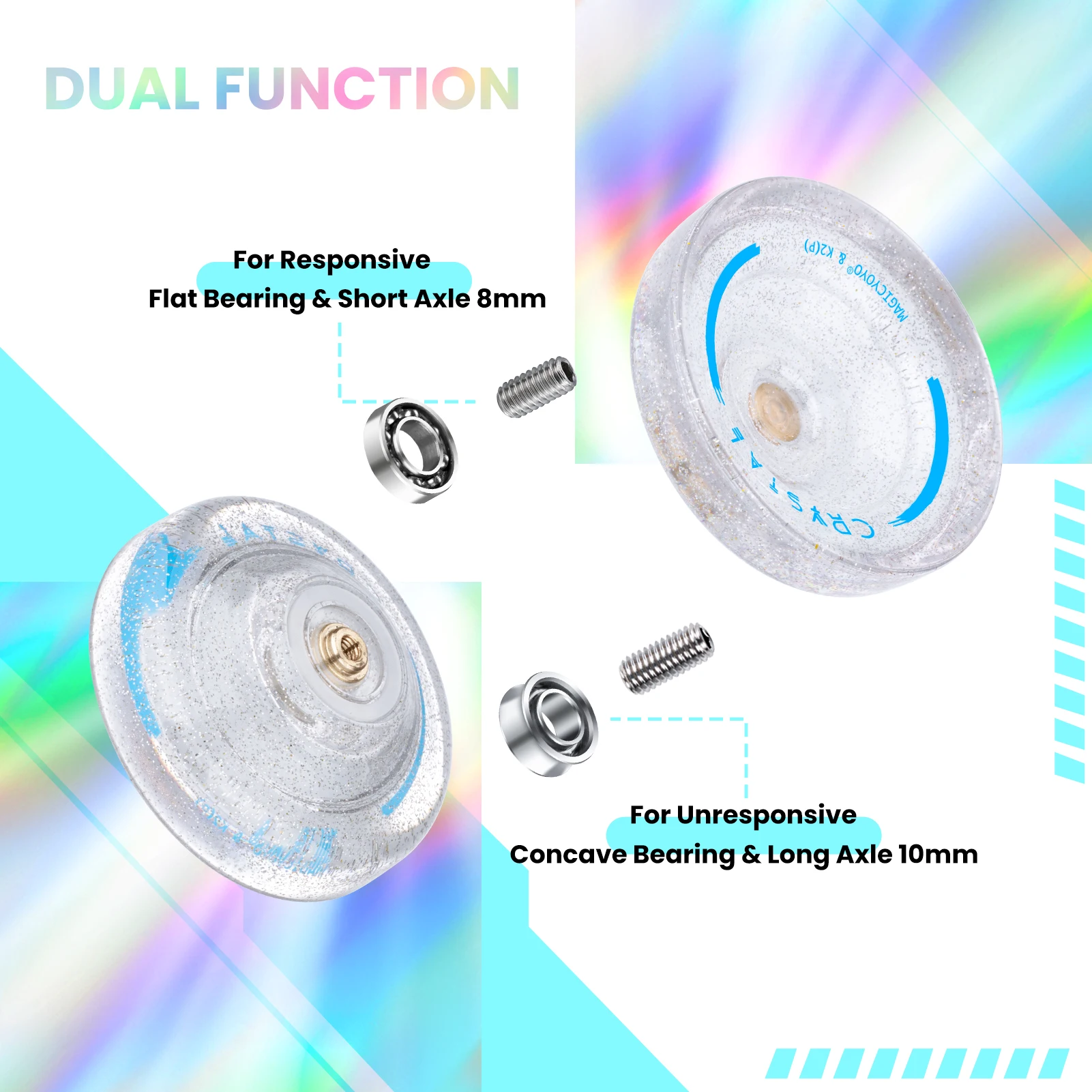 MAGICYOYO K2 Crystal Yoyo Pro Responsive for Kids Finger Spin Trick for Beginner Dual Purpose