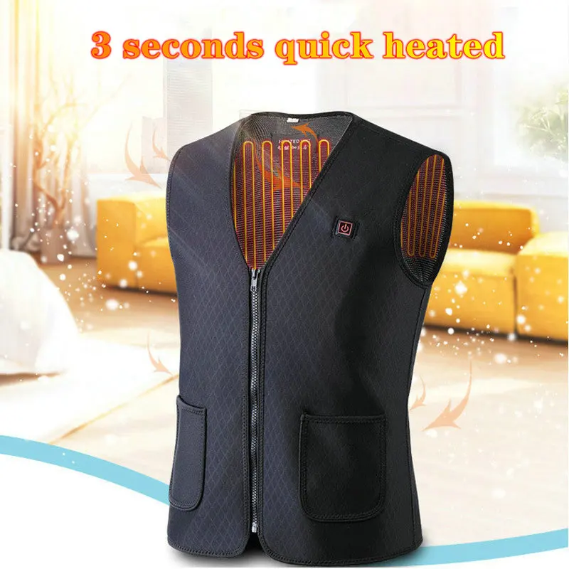 

Five Areas Heated USB Infrared Heating Vest Winter Men Women Outdoor Sports Skiing Hiking Fishing Thermal Waistcoat Washable