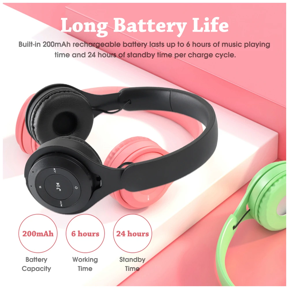 

Headworn Headphones Bluetooth-compatible Headset Earphone Wireless Stereo Foldable Sport Earphone Micro Headset MP3 Player