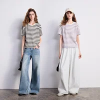 T-shirt Femme TOYOUTH 2026 Nouvelle Collection Été Rayé Col Rond Tendance Haut Robuste et Tendance 5