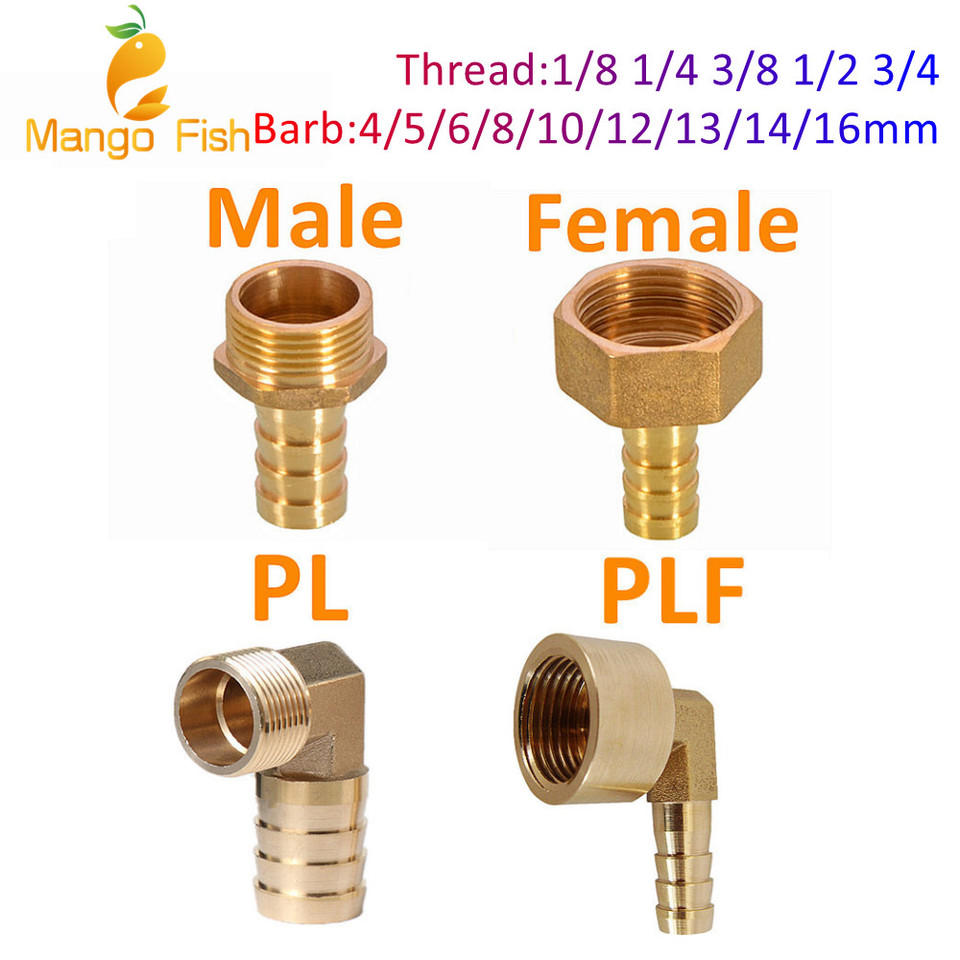 PC PCF PL PLF Pagoda connector 6 8 10 12 14 16mm hose barb connector hose tail thread 1/8 1/4 3/8 1/2 BSP Brass Pipe Fitting