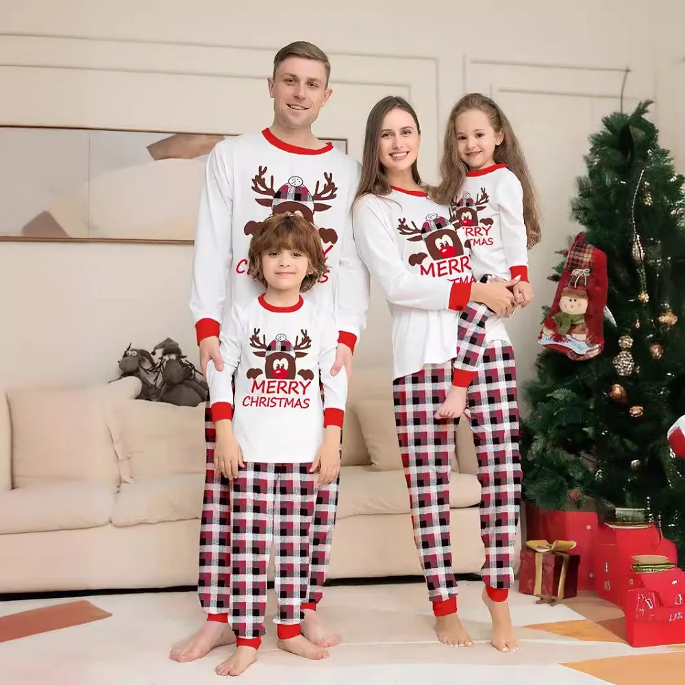 thumbnail image 1 of Conjuntos de pijamas familiares a juego para Navidad 2024, camisetas y pantalones para adultos y niños, ropa de dormir navideña con apariencia familiar, mamelucos para bebés, niños y niñas, 1 of 5