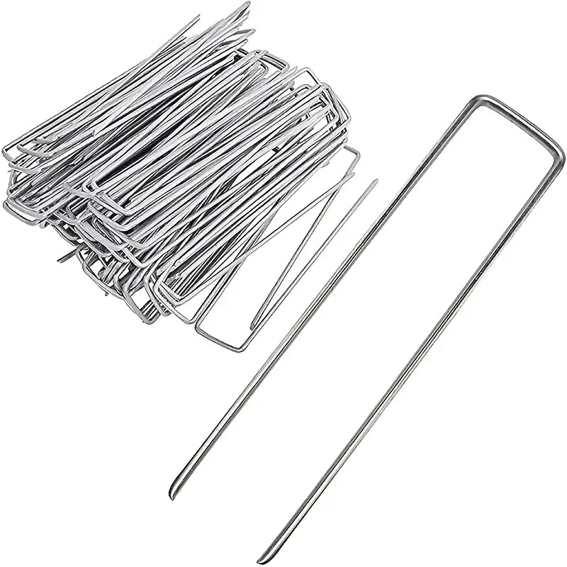 Landscape Staples U-Shaped Garden Pins Garden Stakes Staples Heavy Duty Yard Lawn Tent Stakes Securing Pegs For Weed Ba 50pcs garden staples