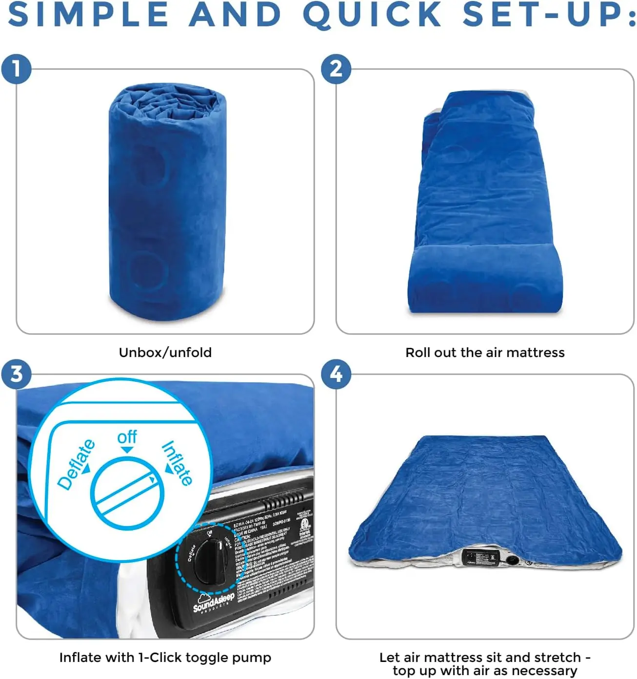 2025-hotDream Series Luxury Air Mattress,ComfortCoil Technology,Built-in High Capacity Pump for Home,Camping- Double Height (Que