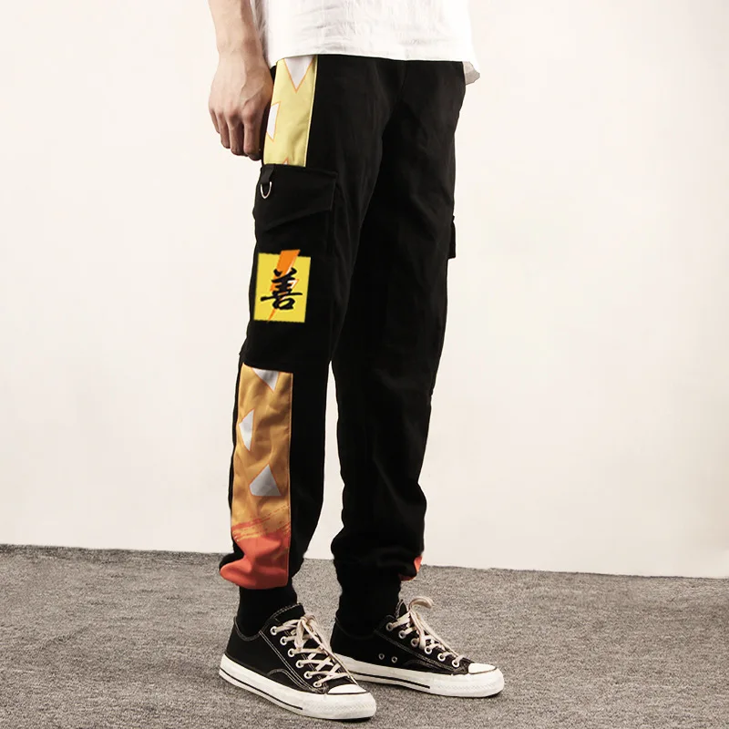 Anime COSPLAY Overalls Kamado Tanjirou Agatsuma Zenitsu Tomioka Giyuu Sweatpants Casual Cargo Pants Fashion Unisex 4