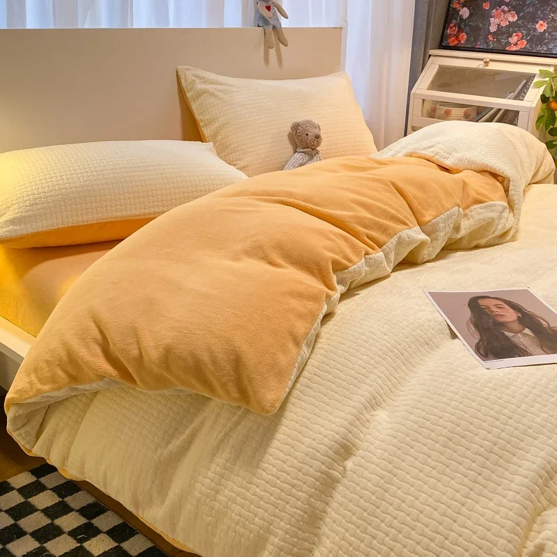 1pc Thicken Winter Duvet Cover Warm Milk Velvet Comforter Cover Double Side Velvet Bed 3D Carve Flower Comforter Set Bedding Set S49f1f97d95f141ca8cec89c0b28318552