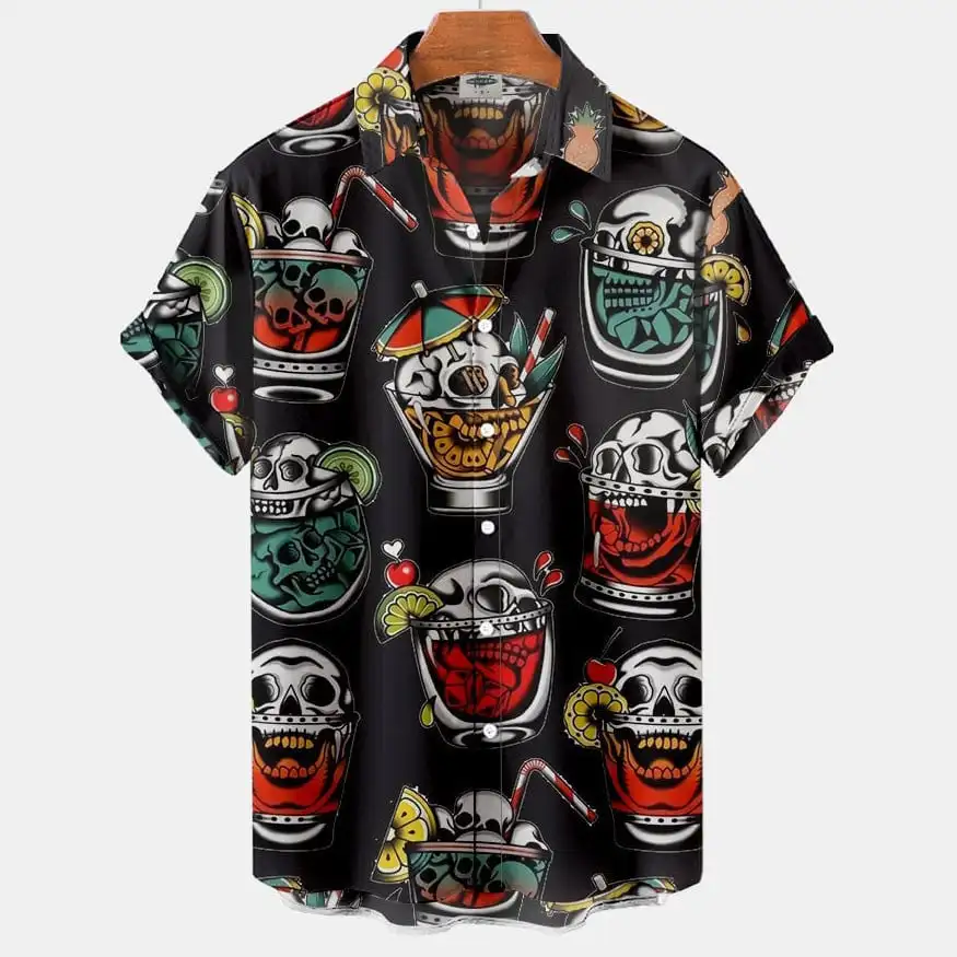 

Men's Skull Print Shirt hawaiian-shirt Style A5