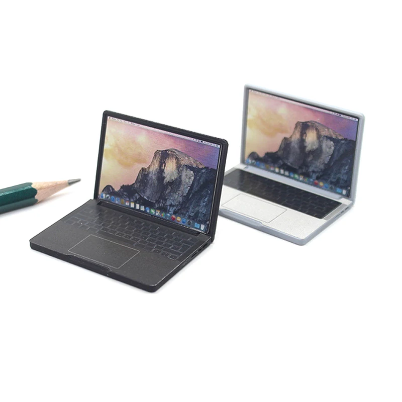 Kids 1:12 Simulation Mini Laptop Computer Dollhouse Miniature Alloy Crafts Dollhouse Decoration For Doll House DIY Accessories - 3