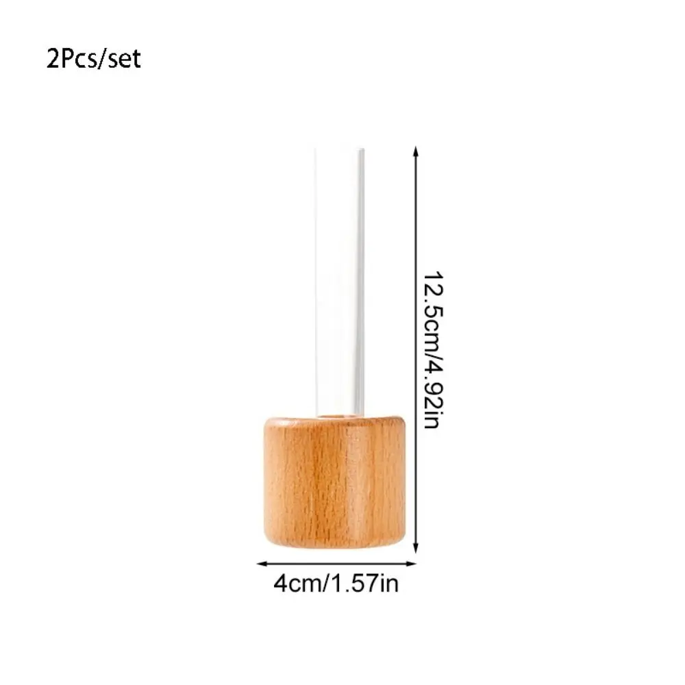 2 Pcs Solid Wood Magnetic Hydroponic Vase Durable Decorative Refrigerator Magnet Vase Shatterproof Wall Hanging Vase Kitchen 6