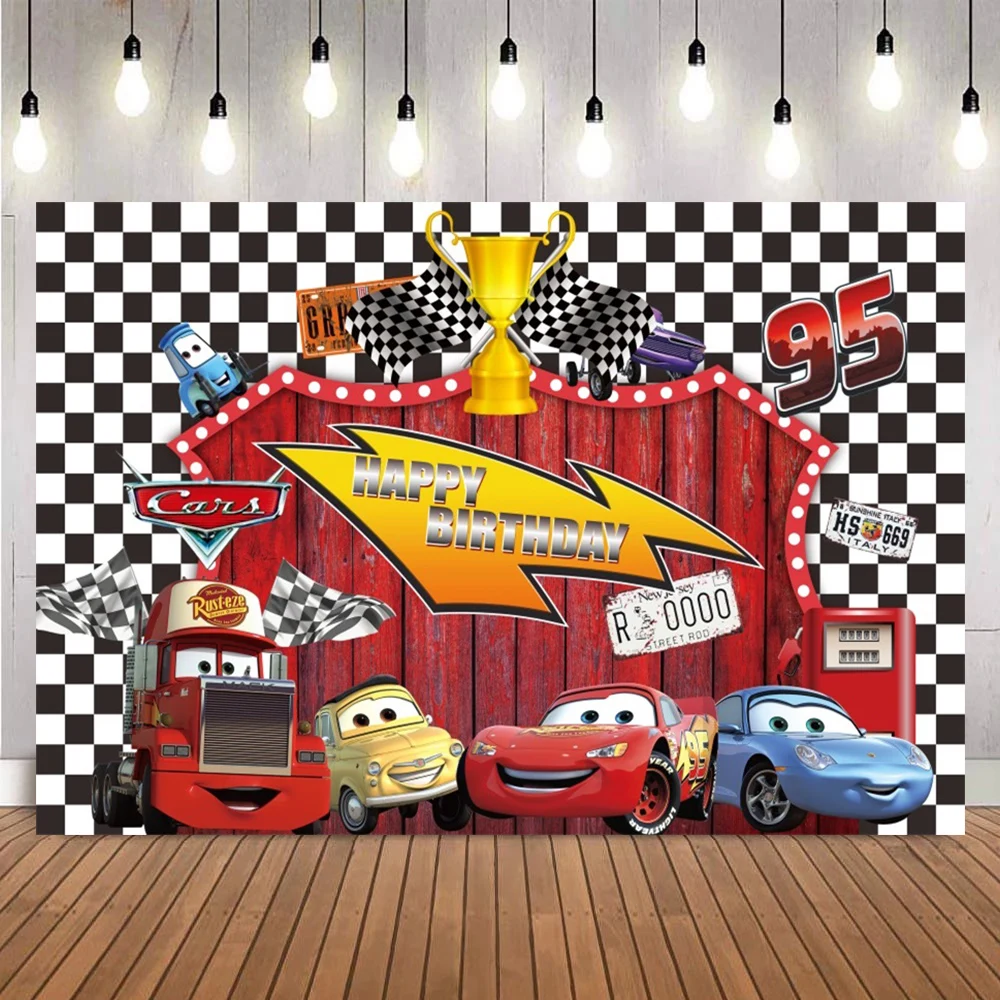 120x80cm Disney Cars Mcqueen Theme Photography Vinyl Backdrops Kids Birthday Party Decorations