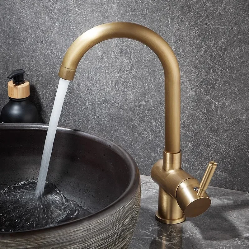 Description Picture 3 of itemAntique Kitchen Faucet 360 Swivel Rotating Sink Mixer Tap Brass Sink Copper Hot And cold
