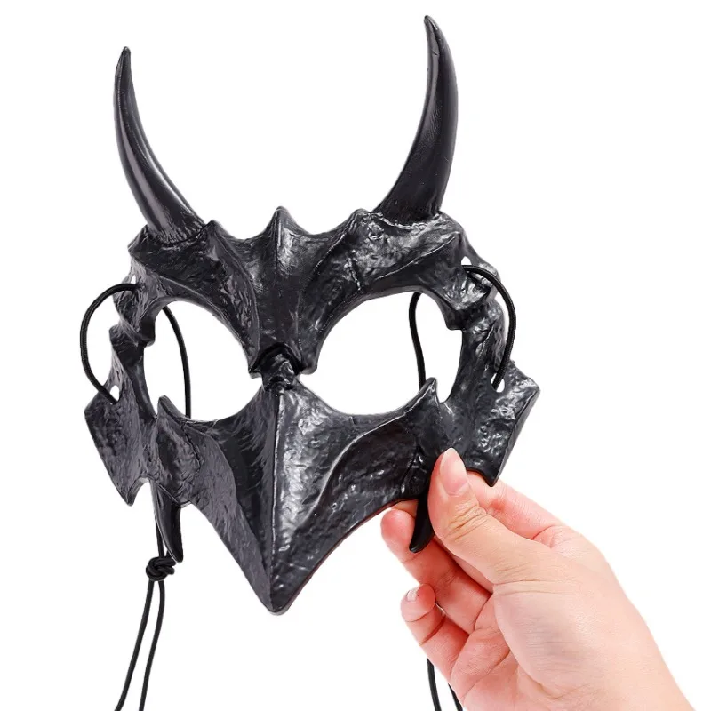 Halloween Cosplay Mask Adjustable Strap Tiger Devil Human Skeleton Thrilling Masks Halloween Paintable Plastic Facepiece Props