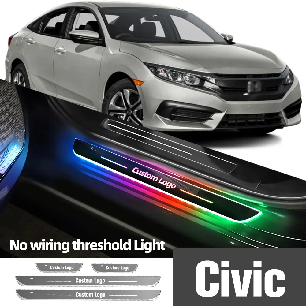 

For Honda Civic 2005-2023 2017 2018 2019 2020 Car Door Sill Light Customized Logo LED Welcome Threshold Pedal Lamp Accessories