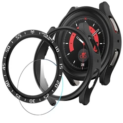 Enhanced Protective Kit: Case, Bezel Ring, and Tempered Glass Screen Protector Film for Watch 5 40MM (Black)