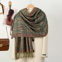 [T792] Luxury Fashion Bohemian Paisley Designer Thick Ethnic Style Jacquard Scarf Women Muslim Hijab Tassel Shawl Wrap Pashmina - Image 2