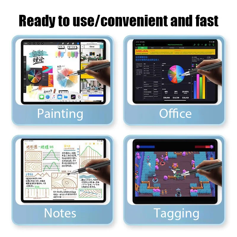 Lápiz táctil Universal 2 en 1 para iOS y Android, lápiz capacitivo de dibujo para iPad, Samsung, Xiaomi, tableta, teléfono inteligente