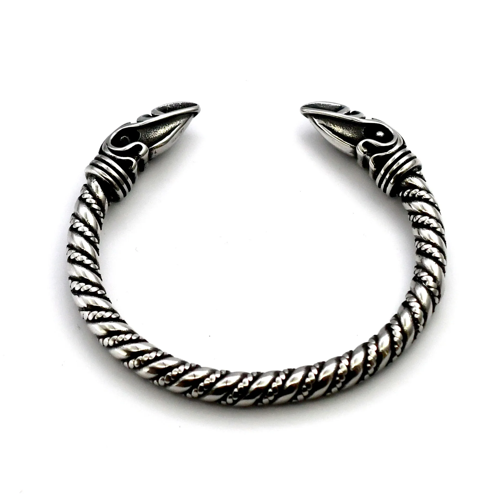 Viking Crow bransoletka z głowami ogólna stal nierdzewna podwójna wrona główny trend mody męska Viking Big Bangle Viking Jewelry