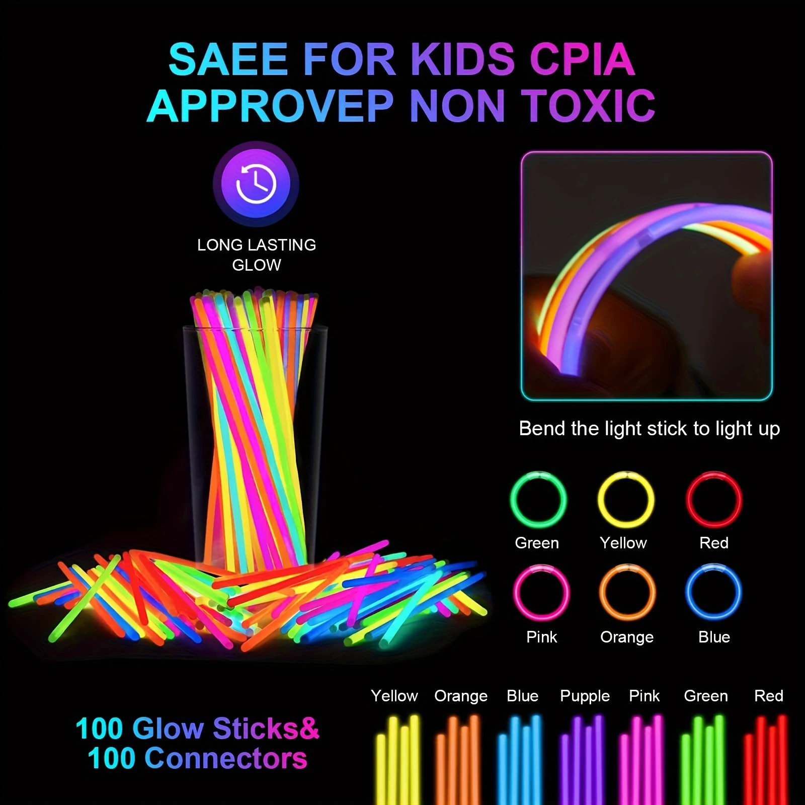 168pcs/Set Glow Party Kit, including 12 LED Glasses, 16 Foam Glow Sticks, 40 Finger Lights, 100 Glow Sticks, suitable for weddin
