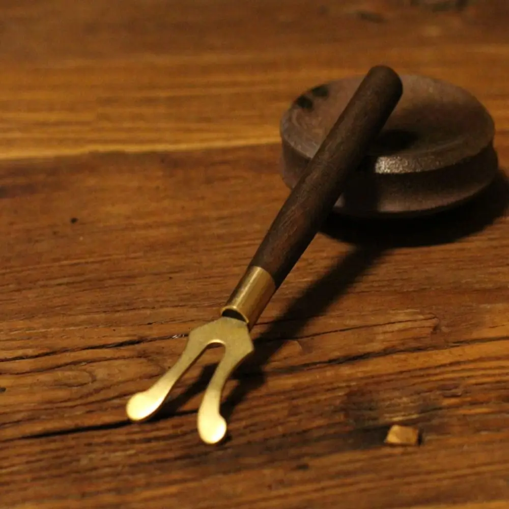 Japanese Style Tetsubin Heat Insulation Stainless Steel Wooden Handle Teapot Lid Clip Holder Tea Kettle Cover Fork Clamp
