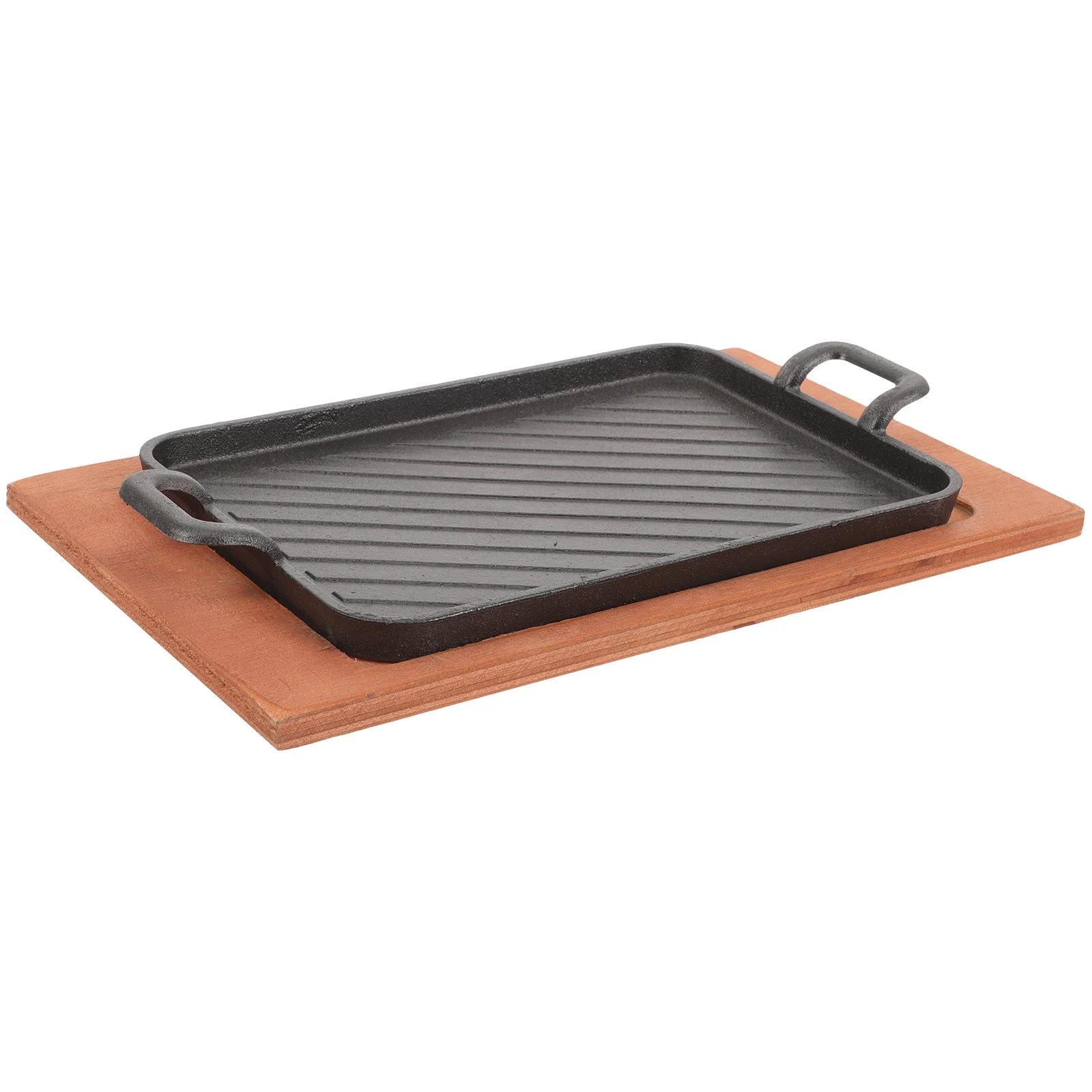 

Thickened Two-ear Teppanyaki Plate Rectangular Japanese-style Barbecue Steak Western-style Refined (1 Set) Household