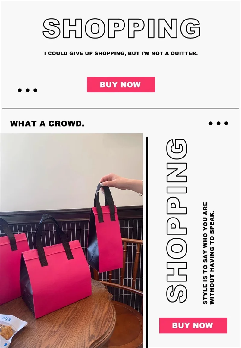 10pcs Pink Non-Woven Insulated Tote Bags – Reusable Fabric Pouches for Food, Drinks, Lu... - SKU NITB1559 - UGI Packaging