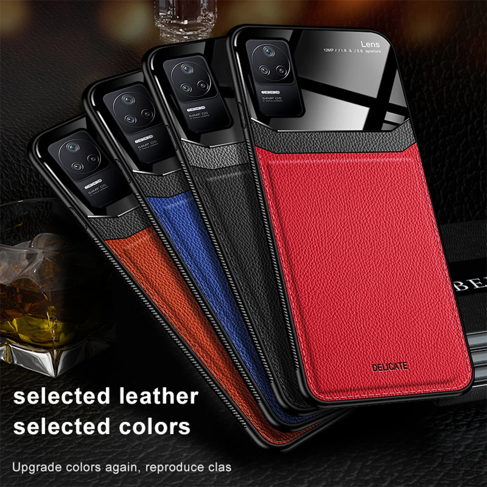 PocoF4 Case Leather Plexiglass Back Cover For Xiaomi Poco F4 F 4 5G TPU Soft Frame Shockproof Protect Fundas Poxo Poko L_voghion.com