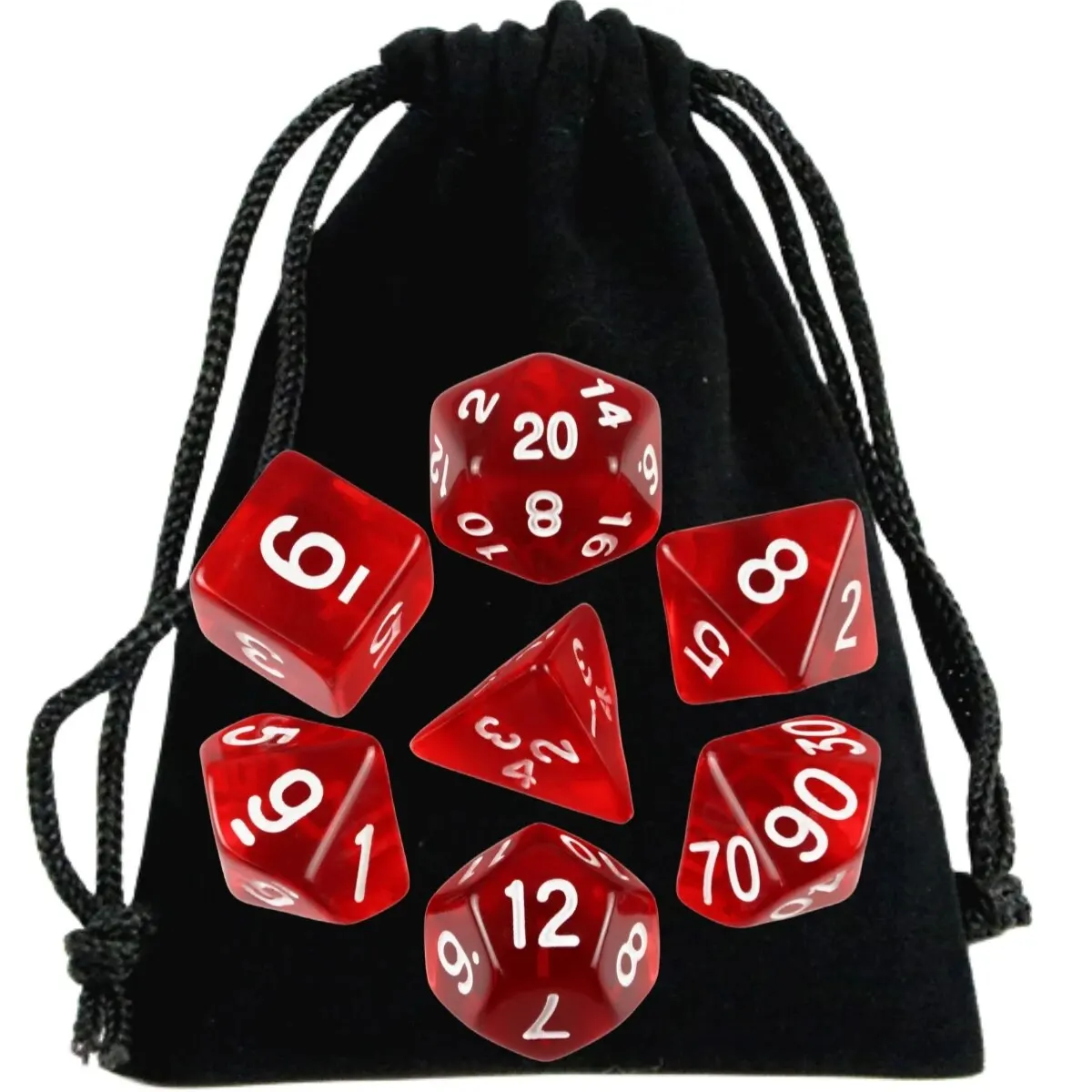 High-Quality Transparent Polyhedral Dice Set in Vibrant Colors for Tabletop and Party Games