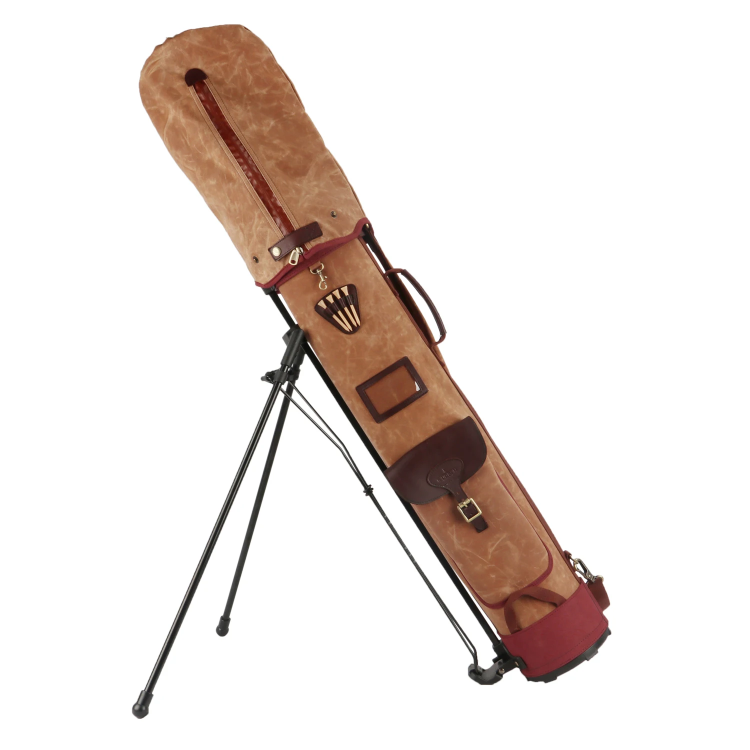 Tourbon Vintage Golf Club Stand Bag Support Carry Cart Travel Portable Case Staff Pack Rain Cover Large Capacity Carrier