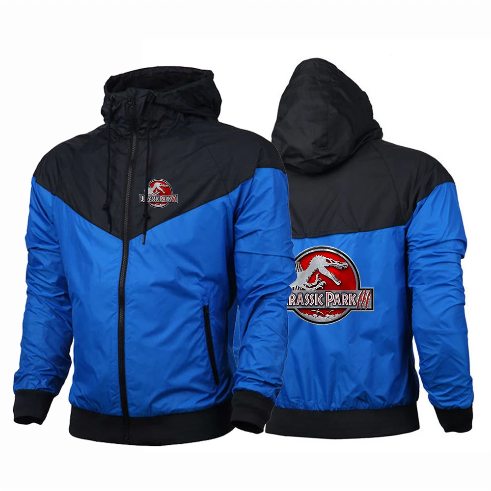 2023 Jurassic Park Men's New Spring and Autumn Windcoat Jacket Zipper Hooded Jacket Sports Jacket
