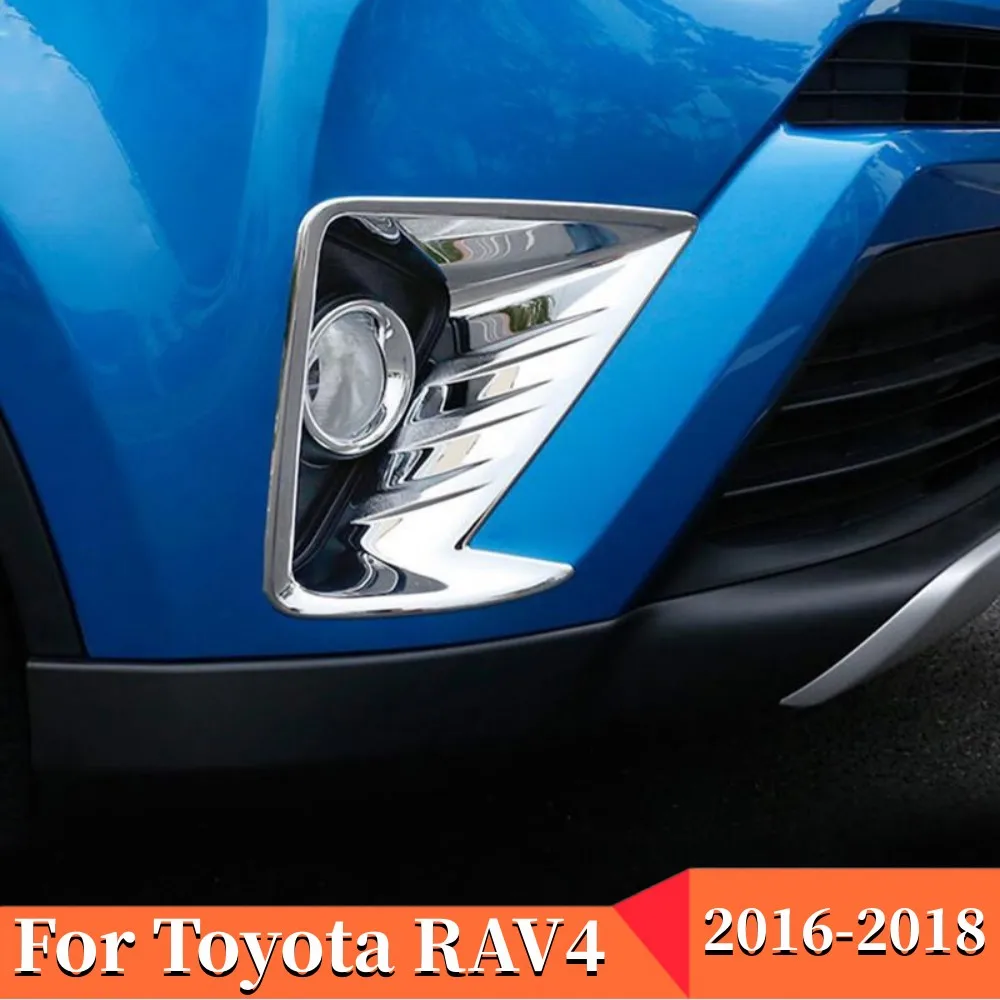 

ABS Chrome Exterior Accessories For Toyota RAV4 RAV 4 2016 2017 2018 Front Bumper Fog Lamp Light Frame Headlights Trim Cover