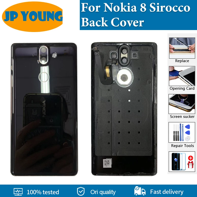 

Original 5.5"Back Battery Cover Glass Housing Door Rear Case For Nokia 8 Sirocco Nokia N8S TA-1005 with Camera Frame Glass Lens