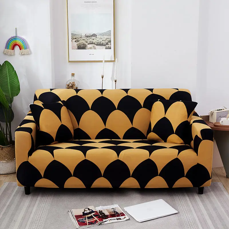 

Elasticated Stretch Decoration Cushion Cover 3-seate l Shape Sofa Cover for Living Room Cover for Plaid Black Sofa Corner