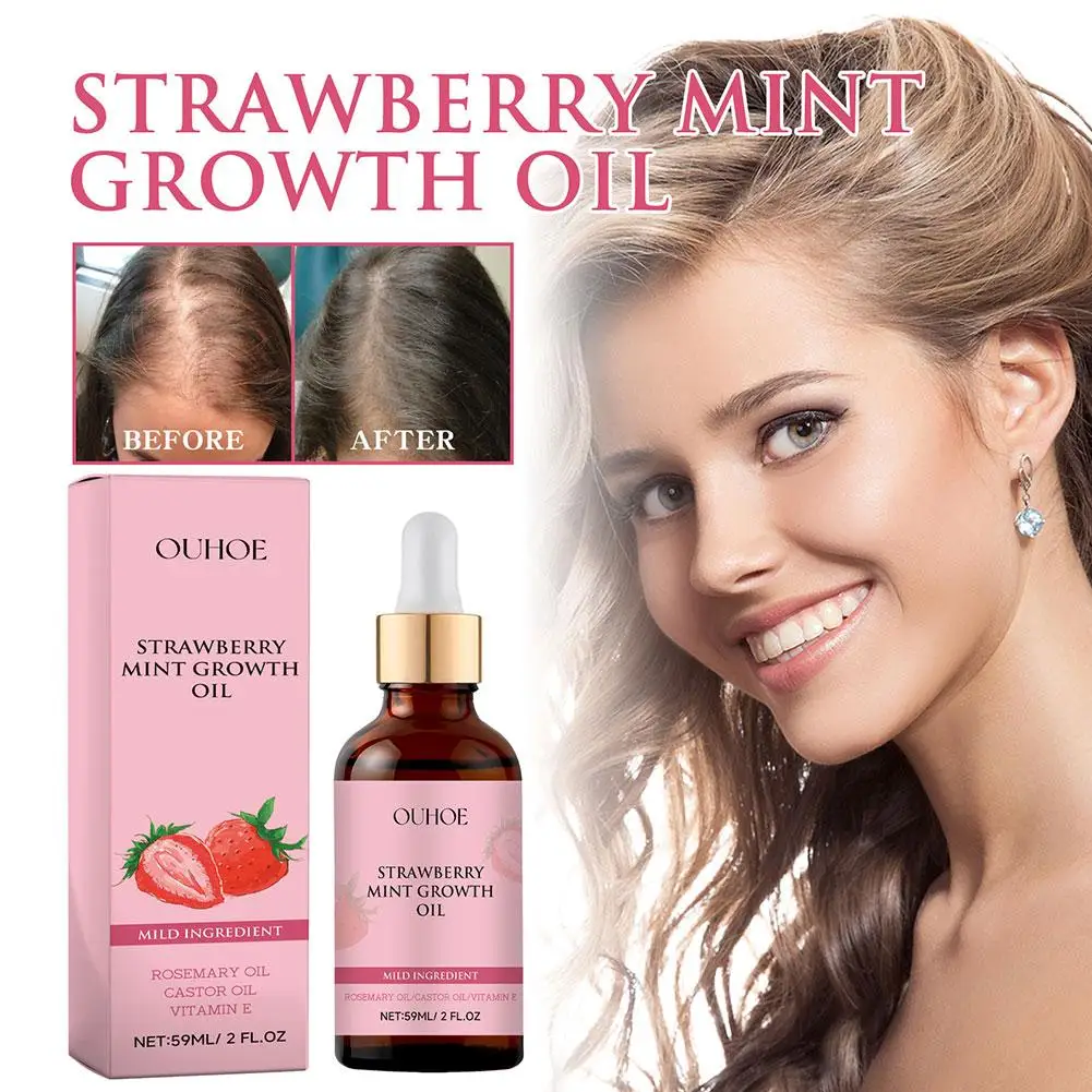 

Strawberry Mint Growth Oil Hair Essential Oil Hair Oil Hair Care Serum For Hair Strengthening Nourishing Split Ends 59ml P1v2