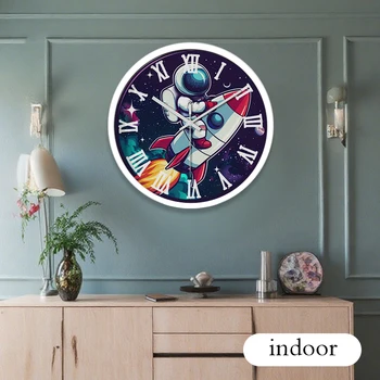 Astronaut Rocket Cartoon Wall Clock 1