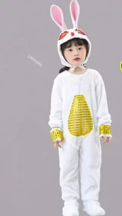 YUDATPG Disfraz De Conejo De Pascua Para Niños, Conjunto De Felpa De Conejo Blanco Para Niños, Disfraz De Una Pieza Para Navidad, Halloween, Cosplay