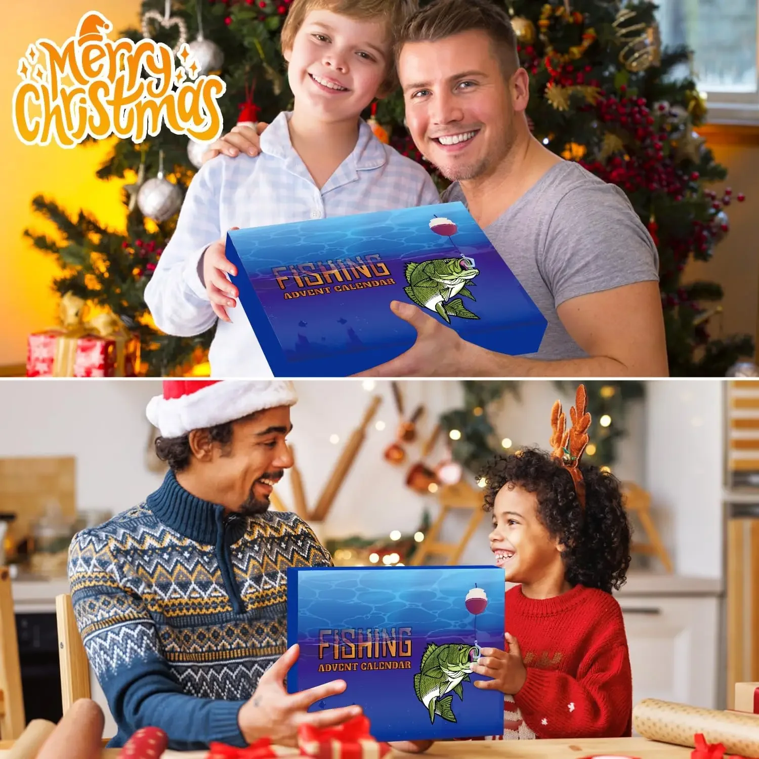 24Days Christmas Advent Calendar 2024 Fishing Christmas Countdown Calendar Fish Bait Calendar for Adult Men Boys Christmas Gift
