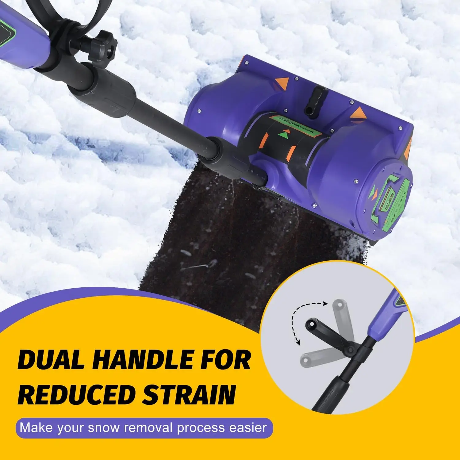 20V Lithium-Ion Cordless Electric Snow Shovel, 12 inch Snow Blower, Electric Snow Thrower with 2Ah Battery