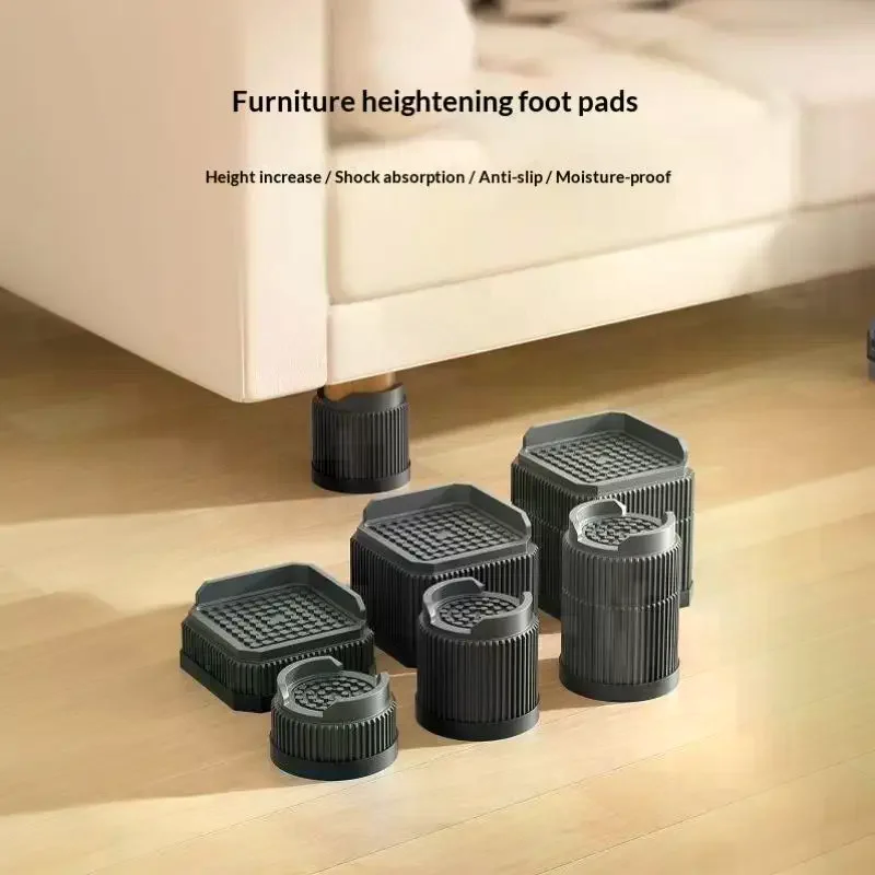 Versatile Adjustable-Height Furniture Risers: Enhanced Anti-Slip Design for Sofa, Table, and Chair Leg Protection
