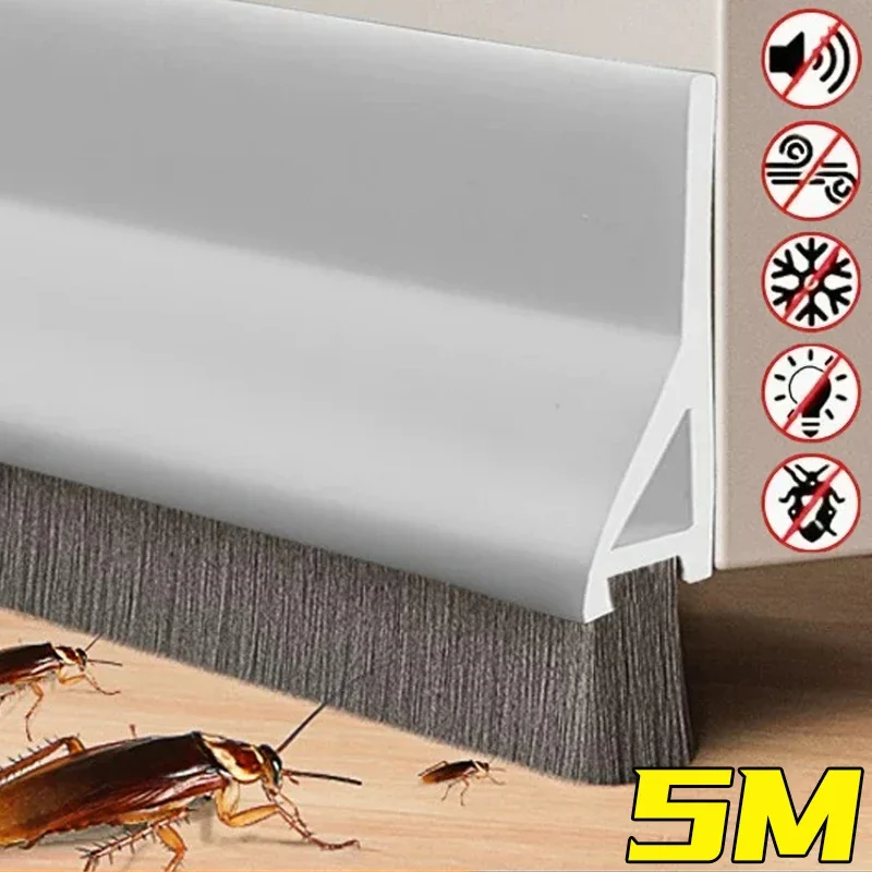 Door Seal Strip Rubber Door Sweep Reduce Noise Breeze Blocker Insect Proof Dust Proof Sound Seal